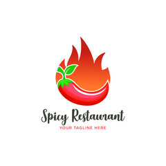 Wall Mural - Hot chilly logo. Hot chili spicy cuisine emblem 