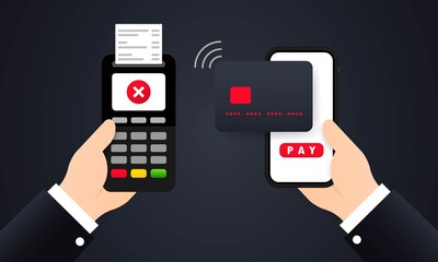 Poster - rejected payment illustration. wireless payment. transfer money from the card. vector on isolated ba