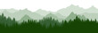 © nosyrevy - Green forest on background of mountains, silhouette. Beautiful landscape.  Evergreen coniferous trees. Vector illustration.