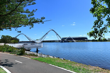 Wall Mural - Matagarup Bridge spanning over the Swan River in Perth, Western Australia