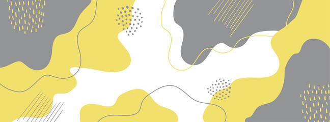 Wall Mural - abstract crative vector minimal background with hand drawn organic liquid shapes. trendy yellow and 