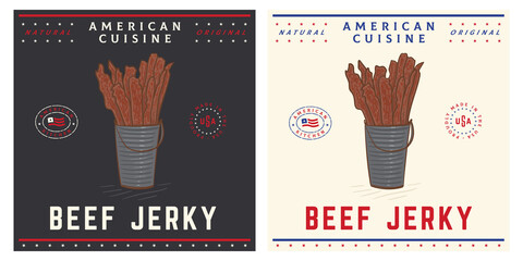 Poster - Beef Jerky retro vintage illustration