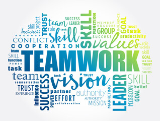 teamwork word cloud collage, business concept background