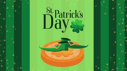 Canvas Print - happy saint patricks day lettering with clover and leprechaun boots in coin