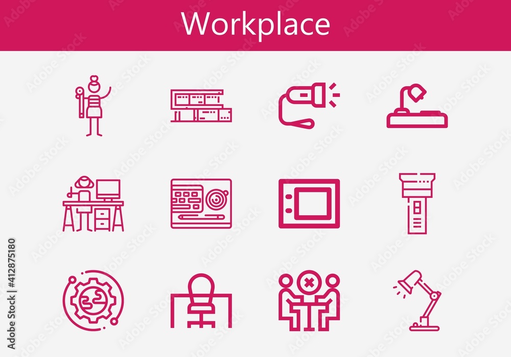 Premium set of workplace line icons. Simple workplace icon pack. Stroke ...
