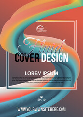 Wall Mural - abstract background, flyer with 3d flow, liquid colorful wave on gradient background