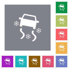 Poster - Snowy road dashboard indicator square flat icons