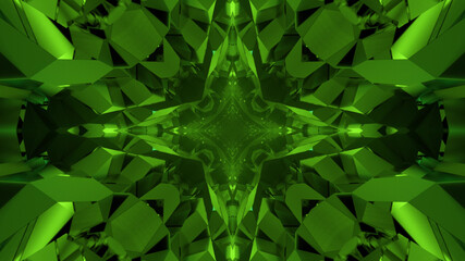 Canvas Print - Abstract green backdrop with a kaleidoscope pattern