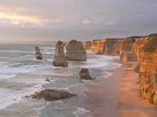 View Of 12 Apostles, Great Ocean Road During The Sunset In Australia