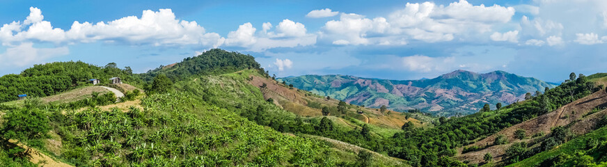 Canvas Print - Aerial view landscape from the top of mountain