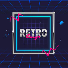 Wall Mural - retro 80's frame. template for social media. hipster design. retro 80's logo for night club, music a