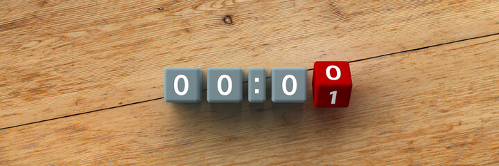 Wall Mural - 3d cubes with the time 00:00 - 00:01