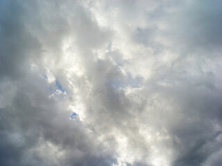 Texture of a blue sky with gray and dark clouds