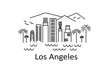 Los Angeles line art illustration