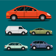 Sticker - set with various cars transport vehicle, city transport