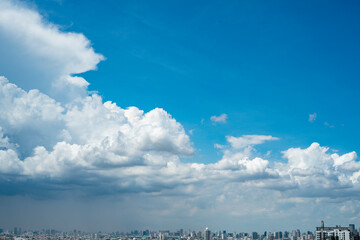 Wall Mural - White cloud background and blue sky photo