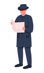Poster - Criminal flat color vector faceless character. Bad guy waiting for his target. Trying to steal some valuable things isolated cartoon illustration for web graphic design and animation