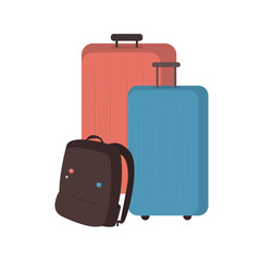 Poster - Baggage flat color vector object. Bags full of things needed for going on holiday. Vacation preparation processes isolated cartoon illustration for web graphic design and animation