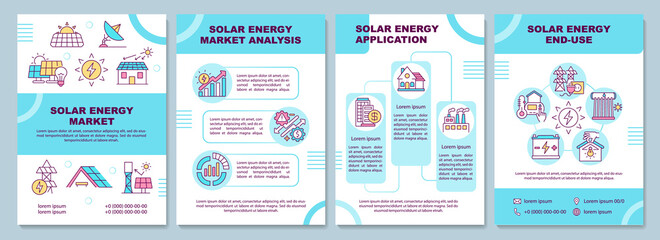 Wall Mural - Solar market energy brochure template. Clean energy producing. Flyer, booklet, leaflet print, cover design with linear icons. Vector layouts for magazines, annual reports, advertising posters