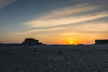 Wall Mural - Beautiful Sunset Desert Landscape near Al Sarar Saudi Arabia.