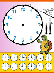 Wall Mural - clock face cartoon educational worksheet for kids