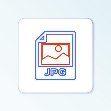 Line JPG file document. Download image button icon isolated on white background. JPG file symbol. Colorful outline concept. Vector.