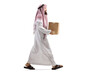 © Ljupco Smokovski - Full length profile shot of a saudi arab man walking with a cardboard box