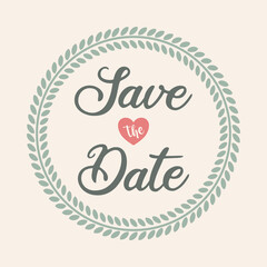Poster - vintage laurel save the date wedding and engagement floral sign vector illustration design