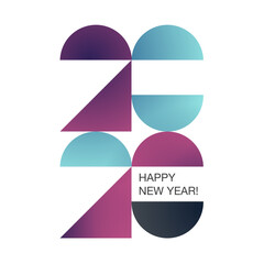 Aufkleber - Conceptual typography of 2020 New Year. Happy New year design for cards and invitations. Cover template for calendar, shedule, planner, etc.
