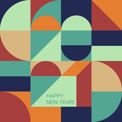 Aufkleber - Geometry minimalistic typography of 2021 New Year. Simple shape and figure. Conceptual Happy New year design for cards and invitations. Design in Scandinavian style.