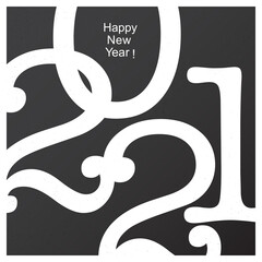 Poster - 2021 text.  Monochrome typography. Happy New Year Greetings Vector Card.