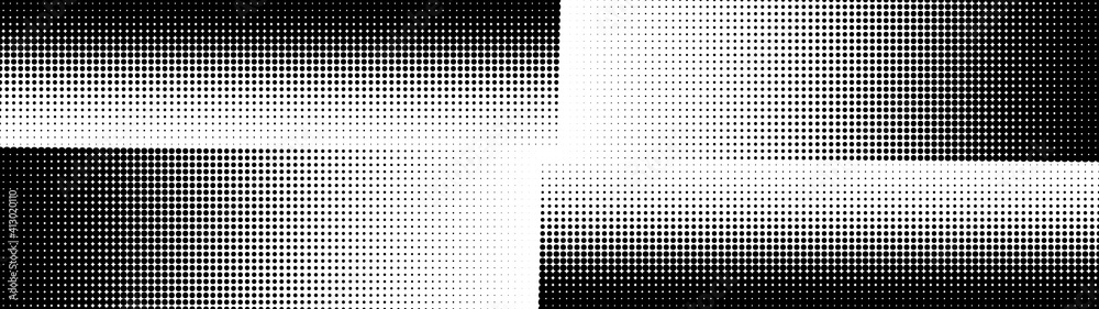 Halftone. Comic pattern. Abstract dotted radial background. Texture of black dots. Gradient background. Vector illustration. - obrazy, fototapety, plakaty 