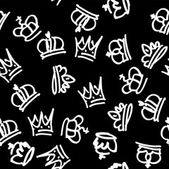 Poster - Many crowns seamless pattern. Vector doodle seamless background.