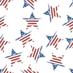 Poster - American flag star shaped pattern. Grunge vector seamless background.