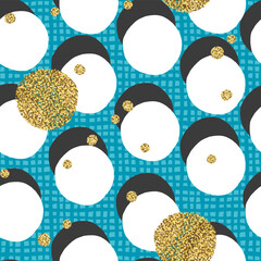 Aufkleber - Hand drawn seamless cell pattern with golden dots on pink background. Vector seamless background