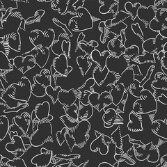 Aufkleber - Hearts Seamless vector doodles background. Romantic theme seamless pattern.
