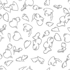 Aufkleber - Hearts Seamless vector doodles background. Romantic theme seamless pattern.