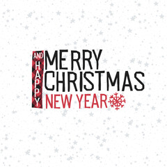 Poster - Merry Christmas Poster. Snowflake and stars with greetings. Merry Christmas and Happy New Year!