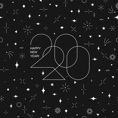 Poster - Minimalistic Happy New Year Card. 2020 text and greetings on minimal geometric pattern