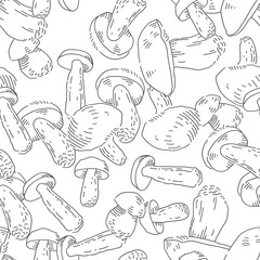 Aufkleber - Mushrooms seamless pattern. Natural food theme vector background