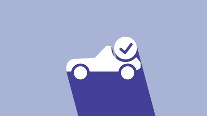 Sticker - White Auto service check automotive icon isolated on purple background. Car service. 4K Video motion graphic animation