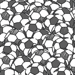 Poster - Black and white coloring soccer balls pattern. Seamless vector illustration.
