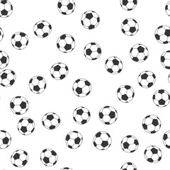 Poster - Black and white coloring soccer ball on white background. Seamless pattern, vector illustration.