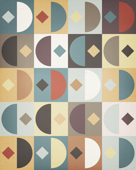 Aufkleber - Abstract color shapes vector background. Symmetric shapes and retro texture. Contemporary modern trendy vector illustration. Pastel colors