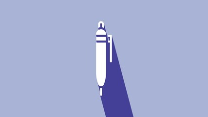 Sticker - White Pen icon isolated on purple background. 4K Video motion graphic animation