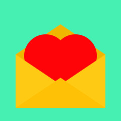 Wall Mural -  sent letter mail icon.  envelope with a heart icon. Love message sign.  with shadow