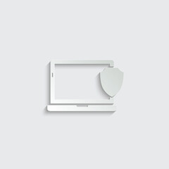 Poster - Paper computer data protecting icon. notebook, laptop symbol.  Online security icon vector