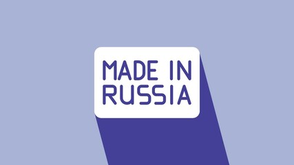 Canvas Print - White Made in Russia icon isolated on purple background. 4K Video motion graphic animation