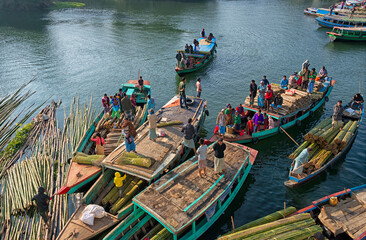 Wall Mural - Ferry boats on Kaptai Lake, Rangamati, Chittagong Division, Bangladesh