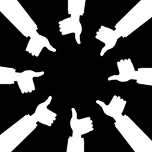 White Like Hands In A Circle. A Symbol Of Unity And Approval. Team Illustration. Social Media Flat Icon. Stock Image. EPS 10.